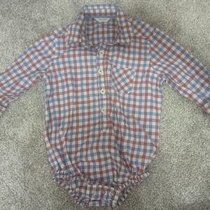 Baby Boden Red and Blue Checkered Bodysuit